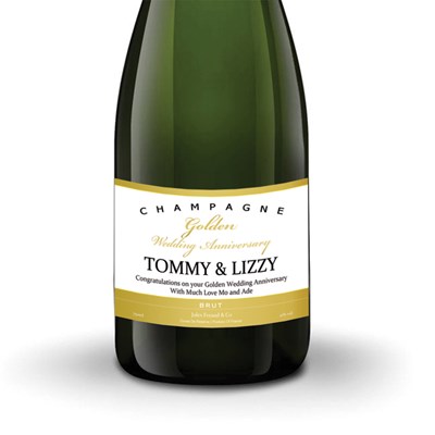 Buy And Send Personalised Champagne - Jules Feraud, Brut- Golden Anniversary Label Gift Online